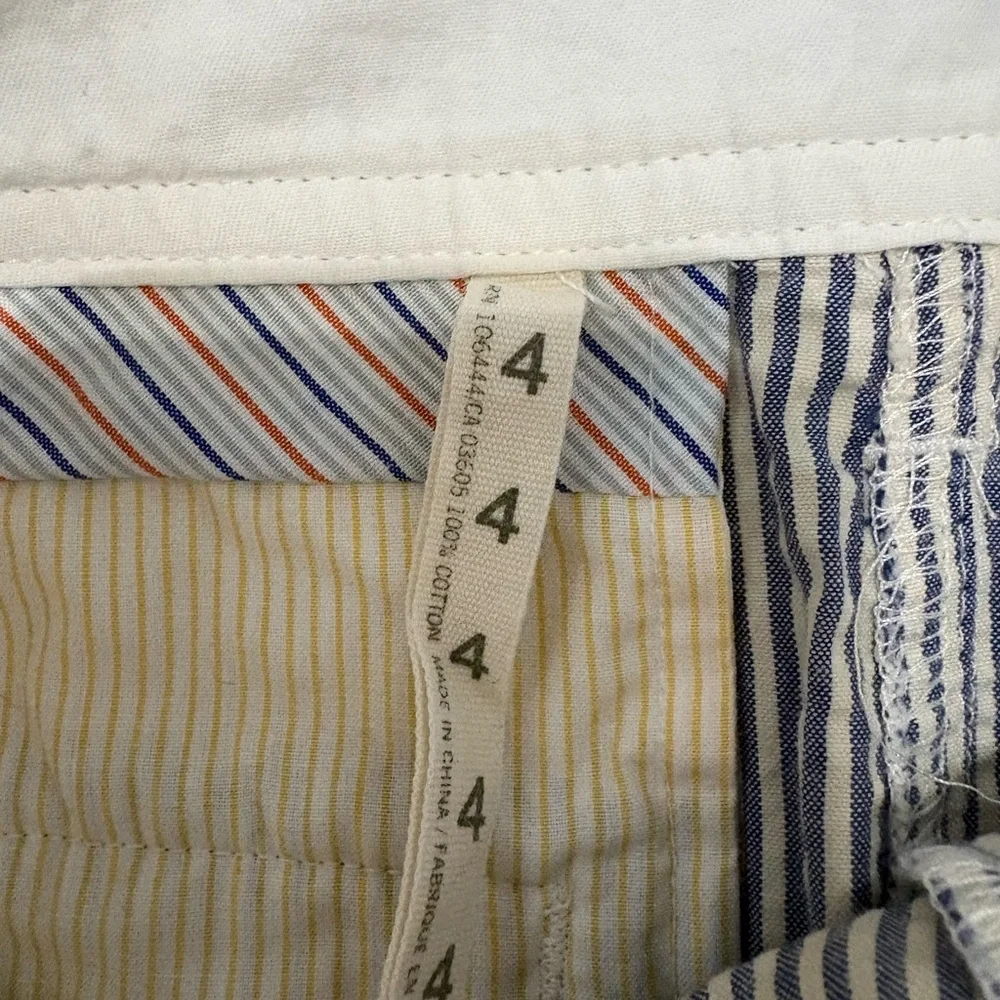 Anthropologie Paper Boy Blue & White Pinstripe Seersucker Mini Skirt Size 4